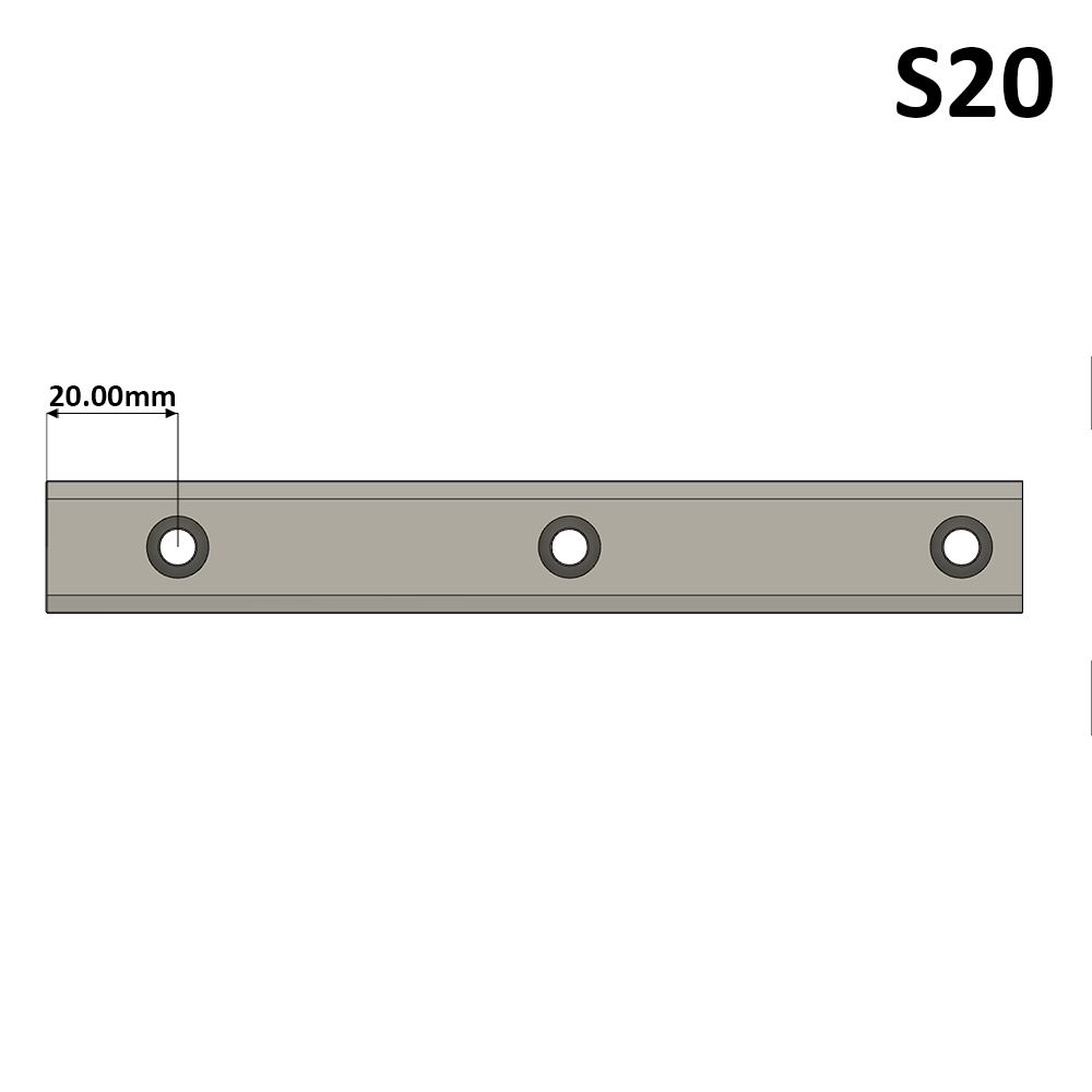LSH30RLX360-S20-N-D AIRTAC LSH 30MM SERIES RAIL<br>NORMAL ACCURACY, 20MM END TO FIRST HOLE, CUT TO LENGTH OF 360MM