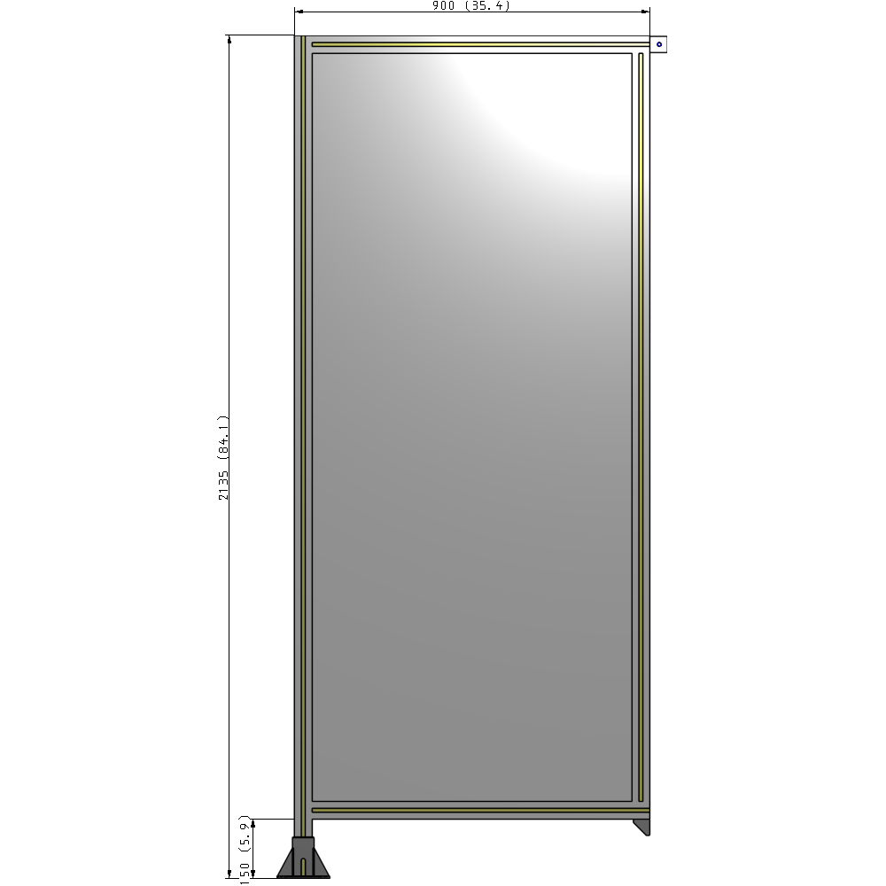 A1-2135-0900-0150-TYPFA GUARDING PANEL 2135MM TALL X 900MM WIDE 1/4'' POLYCARBONATE