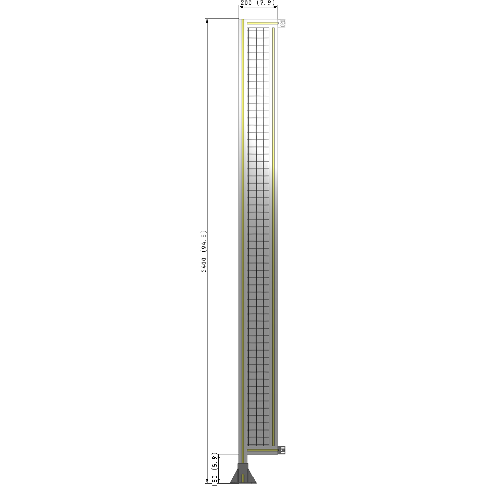 A1-2400-0200-0150-HYMFA GUARDING PANEL 2400MM TALL X 200MM WIDE 1'' MESH