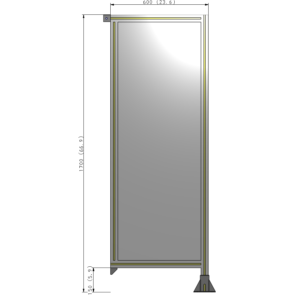 A2-1700-0600-0150-TYPFK GUARDING PANEL 1700MM TALL X 600MM WIDE 1/4'' POLYCARBONATE