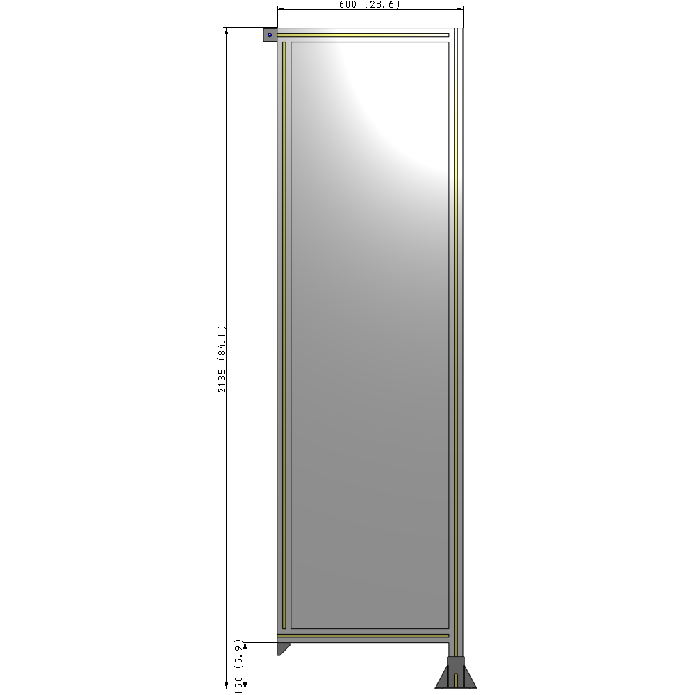 A2-2135-0600-0150-TYPFK GUARDING PANEL 2135MM TALL X 600MM WIDE 1/4'' POLYCARBONATE