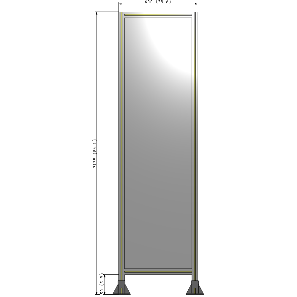 A3-2135-0600-0150-ZYPFK GUARDING PANEL 2135MM TALL X 600MM WIDE 1/4'' POLYCARBONATE