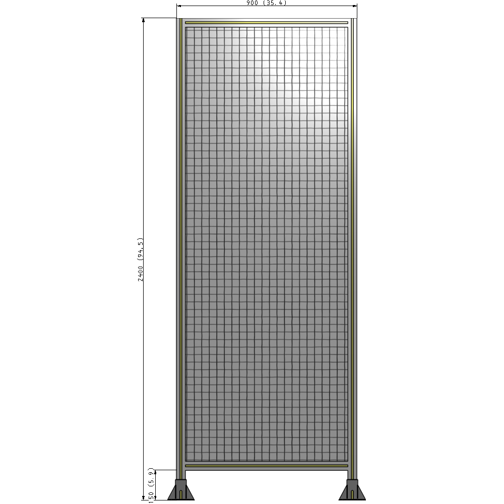 A3-2400-0900-0150-ZYMFK GUARDING PANEL 2400MM TALL X 900MM WIDE 1'' MESH