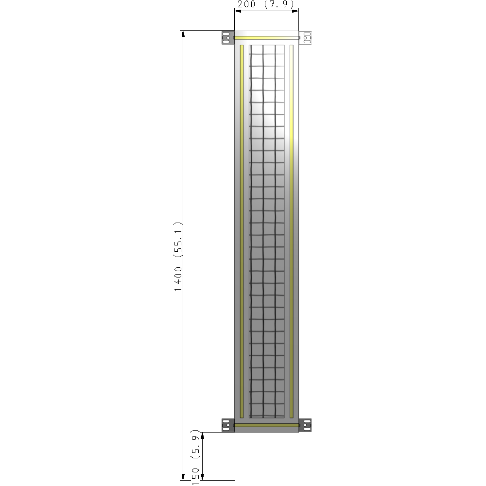 A4-1400-0200-0150-HYMZK GUARDING PANEL 1400MM TALL X 200MM WIDE 1'' MESH