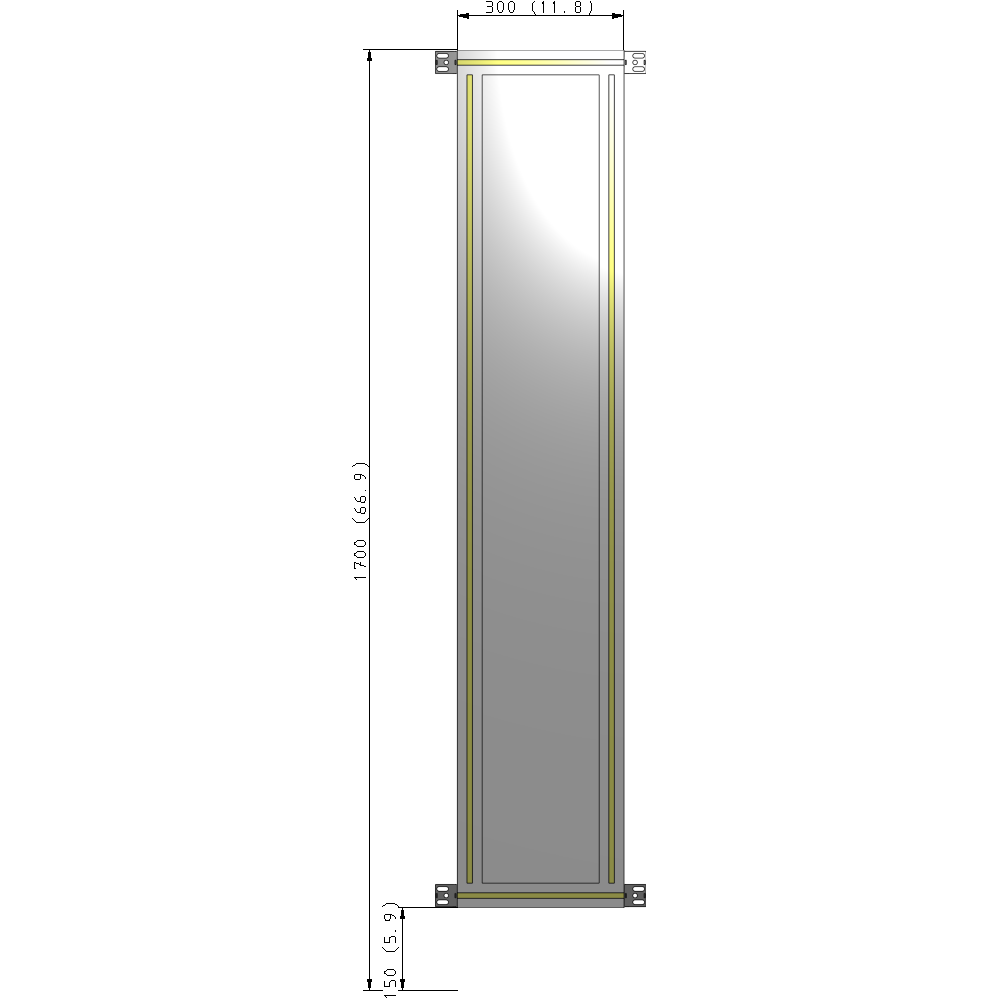 A4-1700-0300-0150-HYPZK GUARDING PANEL 1700MM TALL X 300MM WIDE 1/4'' POLYCARBONATE
