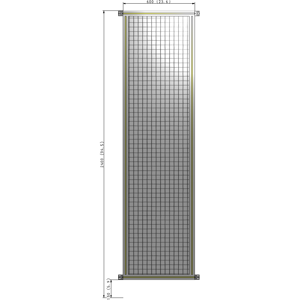 A4-2400-0600-0150-HYMZK GUARDING PANEL 2400MM TALL X 600MM WIDE 1'' MESH