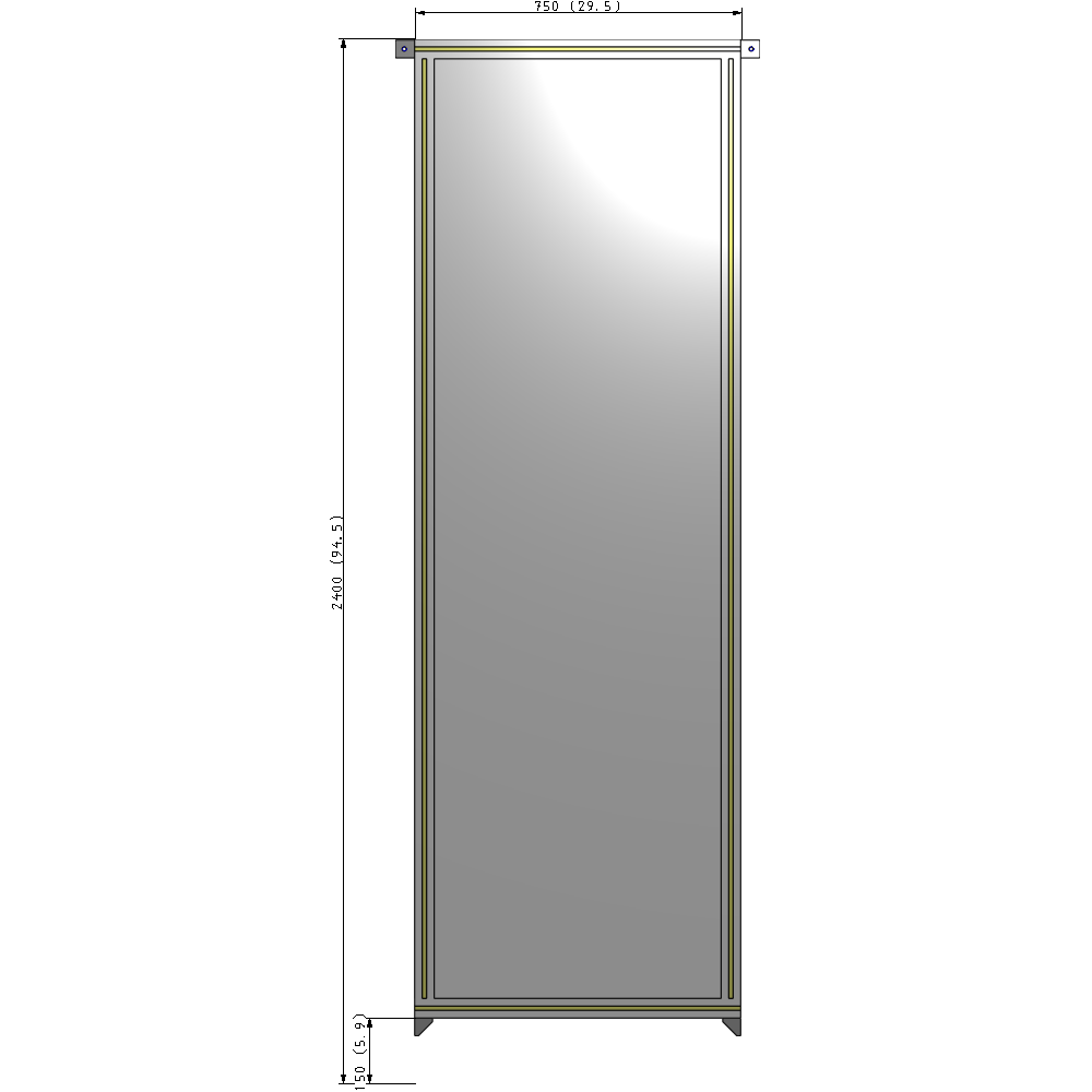 A4-2400-0750-0150-TYPZK GUARDING PANEL 2400MM TALL X 750MM WIDE 1/4'' POLYCARBONATE