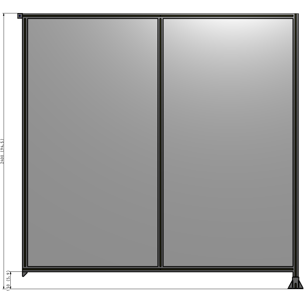 B2-2400-2400-0150-TYPFK GUARDING PANEL 2400MM TALL X 2400MM WIDE 1/4'' POLYCARBONATE