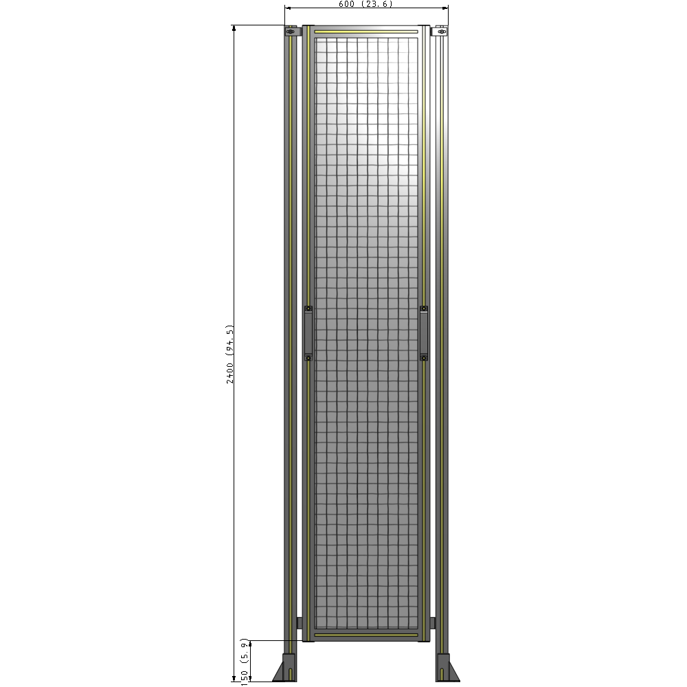 E3-2400-0600-0150-GYMTA GUARDING PANEL 2400MM TALL X 600MM WIDE 1'' MESH