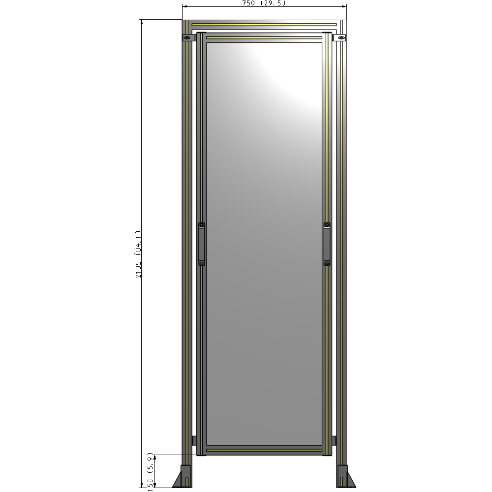 E5-2135-0750-0150-GYPTK GUARDING PANEL 2135MM TALL X 750MM WIDE 1/4'' POLYCARBONATE