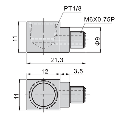 AIRTAC LINEAR RAIL PARTS<br>BEARING GREASE ELBOW NIPPLE M6 TO 1/8"PT, FOR BEARING SERIES 20, 25, 30, &amp; 35