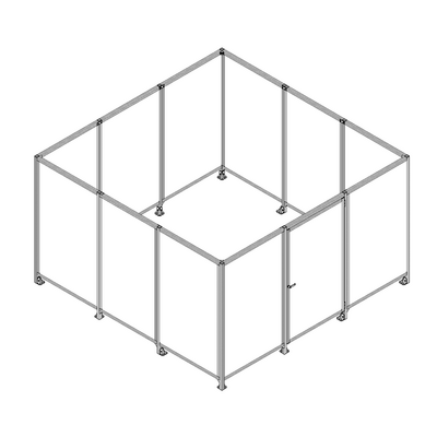 ROBOTIC PERIMETER INDUSTRIAL GUARDING PREMADE CELL, 1/4" CLEAR POLYCARBONATE, 12'X12'
