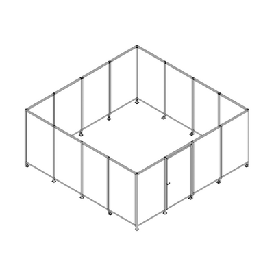 ROBOTIC PERIMETER INDUSTRIAL GUARDING PREMADE CELL, 1/4" CLEAR POLYCARBONATE, 16'X16'
