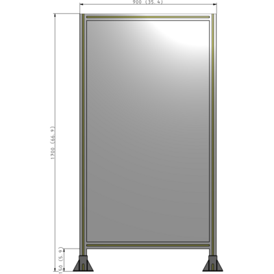 A3-1700-0900-0150-ZYPFK GUARDING PANEL 1700MM TALL X 900MM WIDE 1/4'' POLYCARBONATE